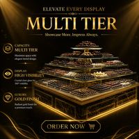 Luxuriöse Glas-Schokoladen-Vitrine mit LED-Beleuchtung und Goldverzierung, Bäckerei-Showcase für Einzelhandel und Süßwarengeschäfte