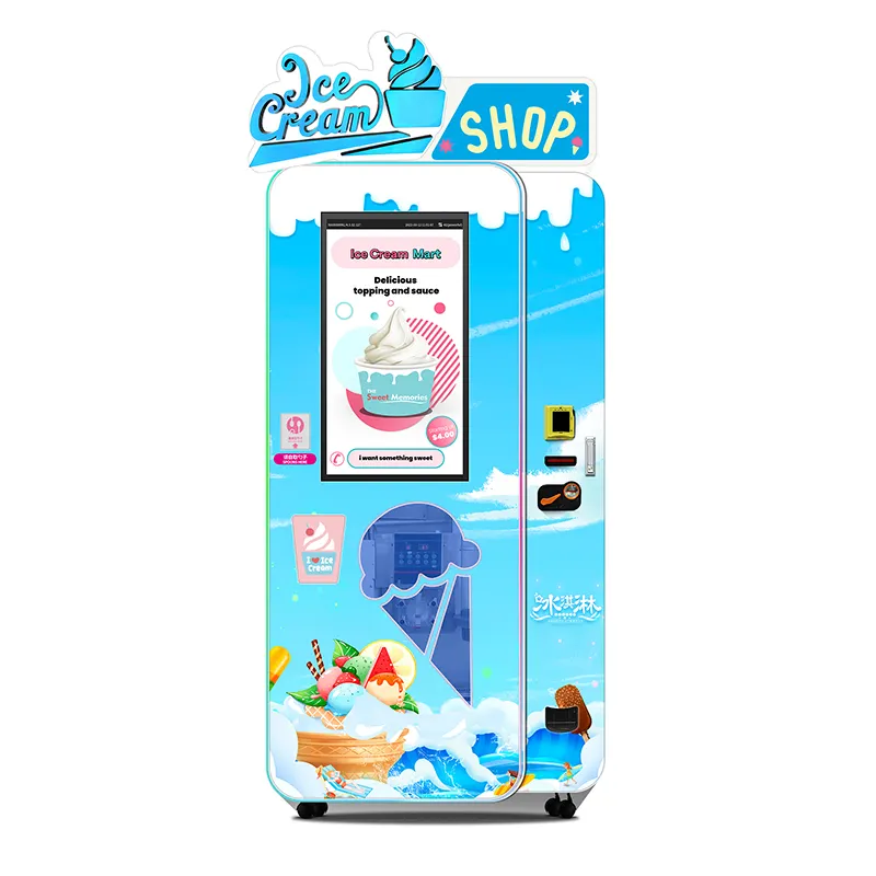 Distributeur automatique de crème glacée Haloo 24 heures sur 24 distributeur automatique d'aliments surgelés distributeur automatique de smoothies avec suivi du temps