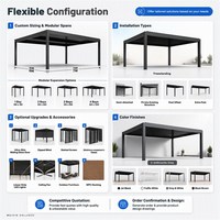 Pergola motorisée moderne MEIXIN ORLANDO en aluminium avec toit à lames, verre double trempé Low-E, pour villa, patio, entrepôt, parc
