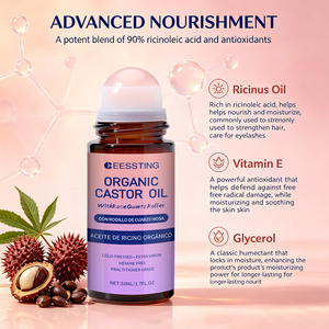 Aceite de Ricino Orgánico de Marca Privada para el Cuidado Corporal, Repara la Piel Áspera, Promueve la Salud del Cuero Cabelludo, con Rodillo de Rosa - Product Image 4