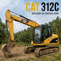 Excavatrice d'occasion CAT 312C, 13 tonnes, hydraulique, sur chenilles, avec flèche et bras standard, pour projets de construction