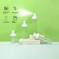 Bouteilles cylindriques grande capacité à brume fine, personnalisables, transparentes en PET, pulvérisation ultra-fine sous pression, rechargeables, sérigraphiées