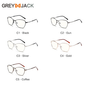 Lunettes d'ordinateur anti-lumière bleue Greyjack unisexe, monture en acier inoxydable noir, verres transparents, protection AC, été 2025 G040 - Product Image 3