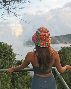 Gorro de cubo de ganchillo fácil para adultos de verano, gorro de algodón cuadrado con estampado de abuela para ropa de playa informal al aire libre - Product Image 6