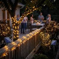 Guirlandes solaires, petites, étanches pour l'extérieur, lot de 2, 60 LED, 21,33 pieds, 8 modes d'éclairage, décoration de jardin, de cour, de véranda, de mariage, de fête