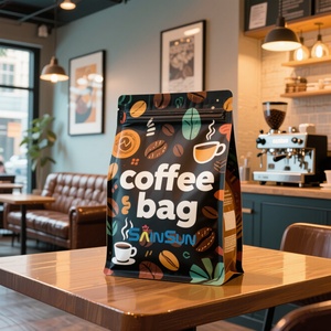 Bolsas de Café Impresas Personalizadas con Válvula, Bolsa de Fondo Plano con Cierre Lateral de Aluminio, Reutilizable y Termosellada para Granos de Café - Product Image 3