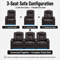 Canapé moderne pour salon, trois places, en cuir véritable, inclinable électriquement, réglable, extensible, avec mousse à mémoire de forme, USB, structure en bois, pour la maison