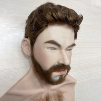 Masque intégral masculin en silicone pour hommes Forme de poitrine réaliste Texture de peau naturelle Cheveux de barbe pour Crossdress Halloween Parties