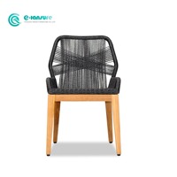 Meubles de jardin élégants et modernes, table ronde en teck légère avec chaises en corde tressée résistantes aux intempéries pour hôtel, villa