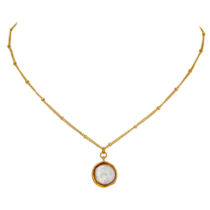 JINYOU 298 Collana con Ciondolo Rotondo in Perla Naturale per Donne, Placcata in Oro 18K, Acciaio Inossidabile - Product Image 1