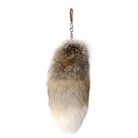 Vente en gros cristal 20cm grande queue de sétaire moelleux pas cher queue de fourrure de renard porte-clés pour la décoration vraies queues de renard
