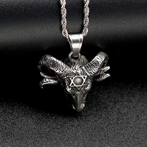 Satanic <strong>Goat</strong> <strong>Head</strong> Pendant Inverted <strong>Pentagram</strong> Baphomet Charm Men Punk Gothic Stainless Steel Necklace Fashion Pendants Charms - Product Image 2