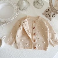 Nouveau Style printemps arcs tricoté à la main pull respirant manteau hauts vêtements enfants Cardigans filles