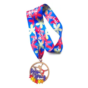 Özel madalya yarış boş çinko alaşım 3D altın ödülü maraton koşu spor için şerit ile özel Metal spor madalya
