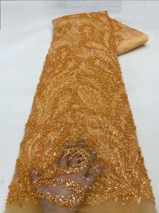 Váy ren đính hạt kiểu mới NI.AI, vải ren thêu, vải lưới đính <span class=keywords><strong>sequin</strong></span>, vải ren <span class=keywords><strong>sequin</strong></span>, ren ngọc trai đính hạt - Product Image 3