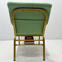 Vente en gros location de chaise de théâtre en métal empilable avec pochette chaise d'église de prière synagogue empilable en métal