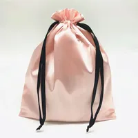 Sacs à cordon en satin personnalisables avec logo et taille sur mesure, pour cadeaux, emballage de produits de luxe, pochettes pliables à cordon, étuis à maquillage, chaussures