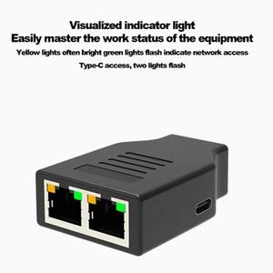 Divisor de Red RJ45 Hembra a 2 Hembra (2 Dispositivos en Red Simultáneamente), Divisor de Internet de 1000 Mbps 1 Entrada 2 Salidas, Divisor LAN con Alimentación Tipo-C - Product Image 2