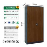 Archivador Metálico con Acabado Imitación Madera, Moderno, con Estantes Ajustables, para Oficina, Garaje, Hogar y Escuela