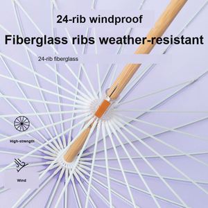 Parapluie d'extérieur personnalisé avec logo, 24 baleines, motif dégradé, bâton en bambou, revêtement imperméable, diamètre 100 cm, vente en gros - Product Image 3
