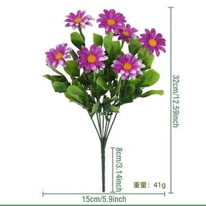 Fleurs artificielles en plastique doux au toucher naturel, orange et jaune, simulation de marguerite et de chrysanthème pour la décoration de la maison - Product Image 2