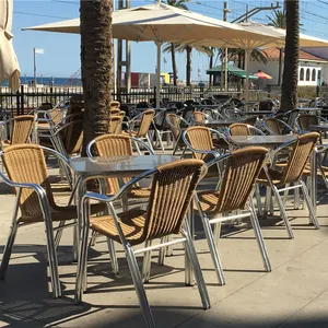 Chaise de bureau en osier et rotin, cadres d'extérieur en aluminium, bon marché, pour jardin, bistrot