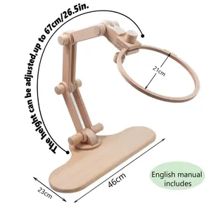 Ajustável Bordado Hoop Stand-Rotado Cruz Ponto Stand Universal Beech Madeira Bordado Hoop Holder