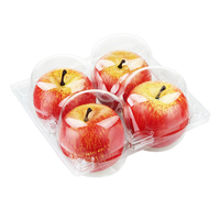 Kristalheldere wegwerp PET doos met klep, voor appels, met scharnier, verpakking voor vers fruit, transparante plastic doos