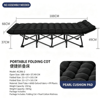 Lit de camping pliant moderne à cadre métallique, lit portable pour la sieste au bureau, le salon, l'hôtel et le camping en plein air