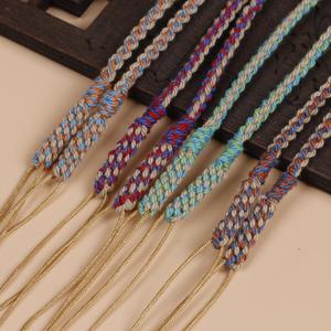 Ожерелье ручной работы из хлопкового шнура с подвесками из бриллиантов, пчелиного воска и нефрита для создания индивидуального стиля - Product Image 1