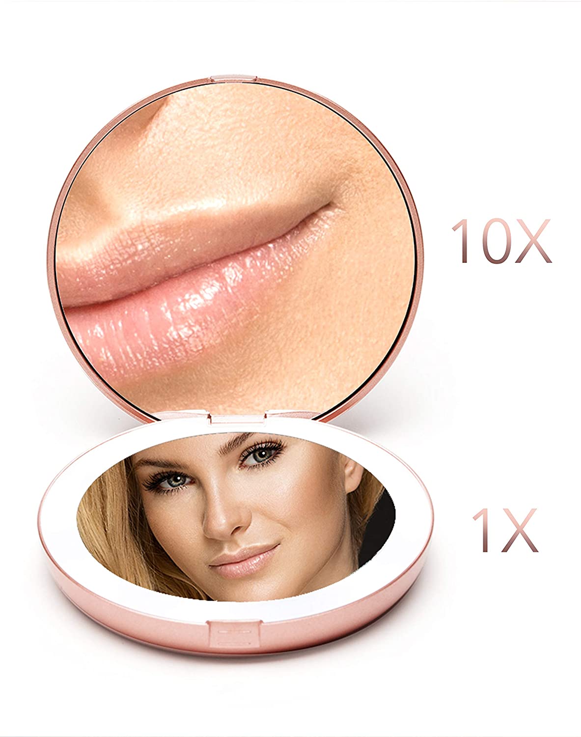 Дешевое индивидуальное мини-зеркало со светодиодной подсветкой и сенсорным экраном со скидкой, косметическое складное портативное карманное зеркало для макияжа со светодиодной подсветкой