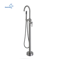 Robinet de baignoire sur pied à débit élevé en laiton, monocommande, avec douchette à main