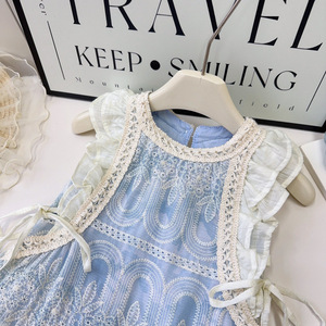 Vestido de Verano 2025 para Niñas, Estilo Coreano Occidental, Falda en Línea A de Algodón Suave, Vestido con Mangas Abullonadas para Niñas Pequeñas - Product Image 4