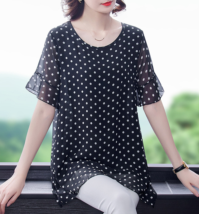 Latest Polka Dot Blouse Design High-end Women's Fashion