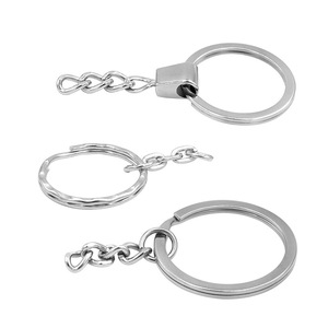 Metal <b>Key</b> <b>Rings</b> Flat Round 25mm 30mm With Chain DIY Keychain Accessories Wholesale - Product Image 4
