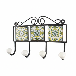 Crochets muraux en céramique pour vêtements, accessoires décoratifs de couleur verte, fleurs, suspension murale, artisanat indien Durable, 20 pièces - Product Image 1