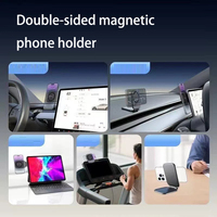 Support de téléphone magnétique double pliable pour tableau de bord de voiture, support de téléphone magnétique pour écran d'affichage monté sur véhicule