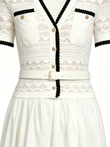 <span class=keywords><strong>Abito</strong></span> Lungo Estivo 2026 da Donna, Nuovo Stile Francese Elegante, Scollo a V, Maniche Corte, <span class=keywords><strong>in</strong></span> <span class=keywords><strong>Maglia</strong></span> Bianca Pura - Product Image 3