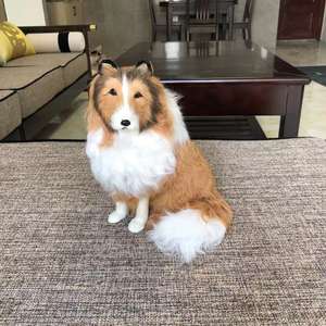 Décoration de la maison Sculpture moderne Animal modèle peluche jouet réaliste Animal bordure <span class=keywords><strong>Collie</strong></span> - Product Image 6