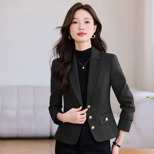 Red Blazer For Women Solid Color Polyester Anti-Wrinkle Short Casual Jacket Spring Autumn Wear - Product Image 2