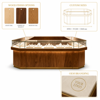 Vitrine de présentation de bijoux en bois et verre antique sur mesure avec éclairage LED, durable et écologique, pour bijouterie, musée