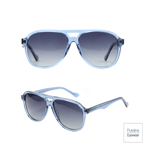 Lunettes de soleil carrées modernes unisexes pour un style urbain, monture bleue claire, verres dégradés fumés, esthétique minimaliste, service OEM - Product Image 1