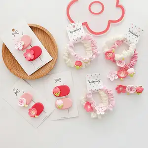 Süße rosa Blume Haarnadel Haars eile ins girly Stoff geflochtenen Haarring niedlichen Clip Haarschmuck