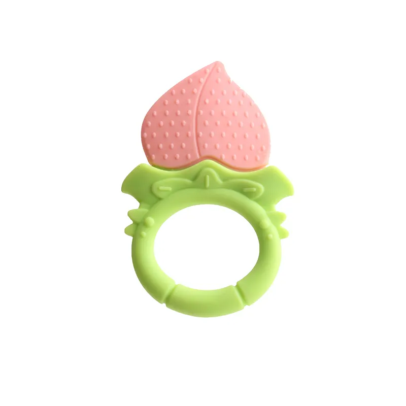 Mordedor masticable de silicona para bebé con diseño personalizado de forma de fruta, juguetes masticables para bebés pequeños