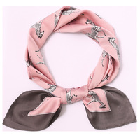 Foulard en satin de soie 70*70cm, imprimé animal, foulard d'été pour femmes