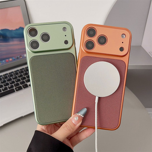 Linen Textured Converted Magnetic 360 Protection Wireless Charge Phone <b>Case</b> for 17/16/15 Pro Max Camera Glass Fabric Back - Product Image 3