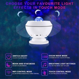Projecteur LED intelligent Wifi étoiles et lune, décoration lumineuse, projecteur 2 en 1, projection Terre-Lune 360°, projecteur laser RGB - Product Image 3