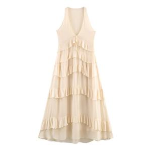 Ropa de Mujer ZA, Primavera 2026, Nuevo Modelo Liso Teñido, Antiestático, Cintura Natural, Estilo Diario, Decoración Simple en Capas, Sin Mangas, Maxi - Product Image 1