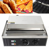Machine à gaufres électrique commerciale 1500W, 6 pièces, en acier inoxydable, machine à saucisses, machine à hot-dogs, machine à gaufres antiadhésive