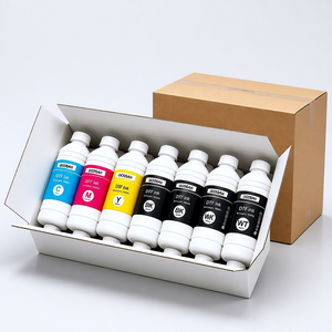 Encre DTF en gros 1000ml CMYKW, encre pigmentée pour transfert direct sur film, pour impression de vêtements en masse, fourniture d'usine - Product Image 1